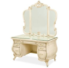 Platine de Royale Champagne Vanity Set with Arched Mirror and Bench