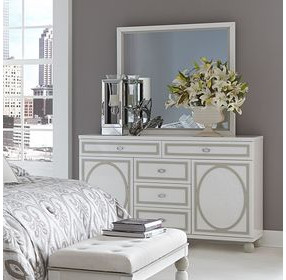 Skyline Cloud White 5 Drawer Dresser with Mirror
