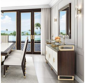 Bellwood Espresso and White 3 Door Sideboard with Mirror