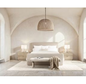 Antibes Beige King Upholstered Panel Bed