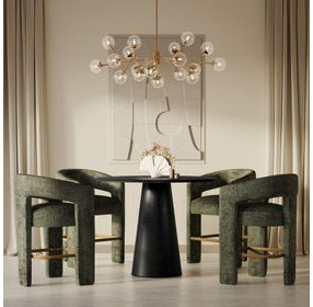 Gwen Luxury Black and Green Upholstered 5 Piece Counter Height Dining Set