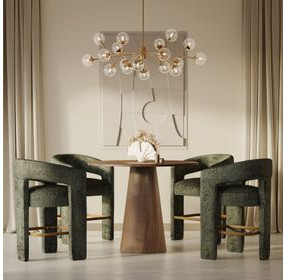 Gwen Luxury Brown and Green Upholstered 5 Piece Counter Height Dining Set