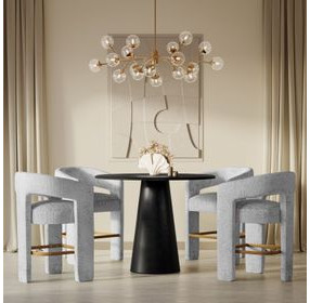 Gwen Luxury Black and Gray Upholstered 5 Piece Counter Height Dining Set