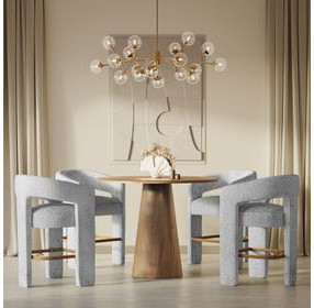 Gwen Luxury Brown and Gray Upholstered 5 Piece Counter Height Dining Set