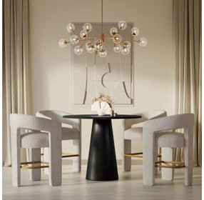 Gwen Luxury Black and Beige Upholstered 5 Piece Counter Height Dining Set