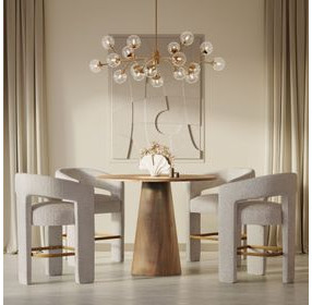 Gwen Luxury Brown and Beige Upholstered 5 Piece Counter Height Dining Set