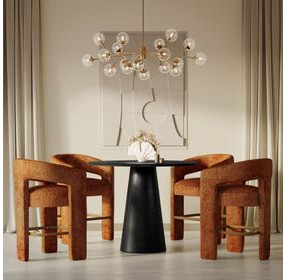 Gwen Luxury Black and Red Upholstered 5 Piece Counter Height Dining Set