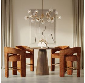 Gwen Luxury Brown and Red Upholstered 5 Piece Counter Height Dining Set