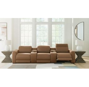 Rally-Up Caramel 5 Piece Power Reclining Sectional with Console