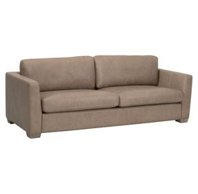 Bronze Bay Fawn Leather 95" Neiman Sofa