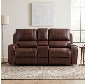 Newnan Brown Double Glider 76" Reclining Console Loveseat