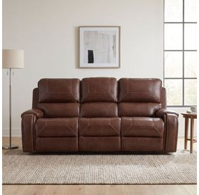 Newnan Brown Double 87" Reclining Sofa with Center Drop-Down Cup Holders
