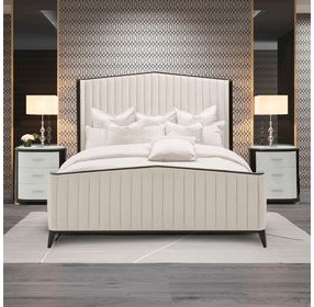 Paris Chic Espresso Eastern King Upholstered Panel Bed