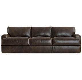 Cameron Black Leather 97" Sofa with Pillow