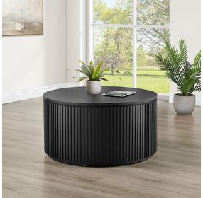 Colvin Black Round Coffee Table with Casters