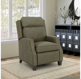 Nixon Oasis Olive Leather Push Thru The Arms Recliner