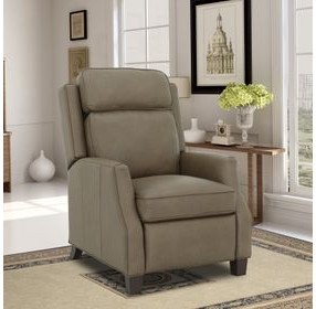 Nixon Cashmere Taupe Leather Push Thru The Arms Recliner