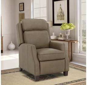 Nixon Cashmere Taupe Leather Push Thru The Arms Recliner