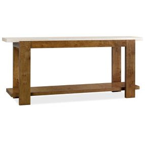 Mosaic Rich Golden Brown and White Rectangular Marble Top Mulholland Console Table