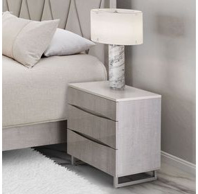 Seawell Greige 3 Drawer Nightstand