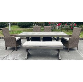 Carmel Bay Beige Bench with Cushion