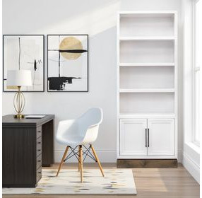 Nora Jasmine White and Barnwood 82" High Pier Bookcase