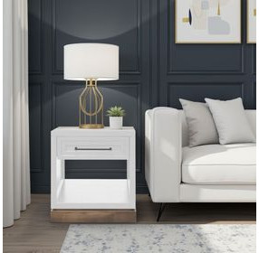 Nora Jasmine White and Barnwood Square End Table