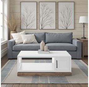 Nora Jasmine White and Barnwood Rectangular Cocktail Table