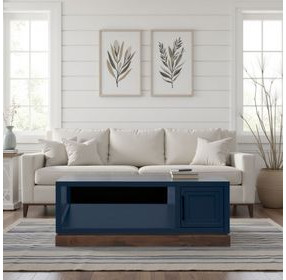 Nora Blue Denim and Whiskey Rectangular Cocktail Table