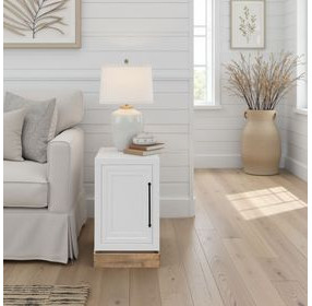 Nora Jasmine White and Barnwood Rectangular Chairside Table