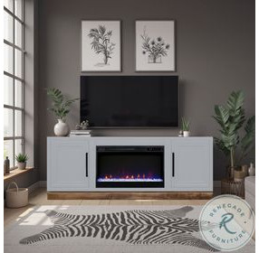 Nora Jasmine White And Barnwood 64" Fireplace TV Stand