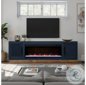 Nora Blue Denim And Whiskey 81" Fireplace TV Stand