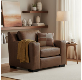 Nova Bomber Walnut Top Grain Leather Living Room Chair