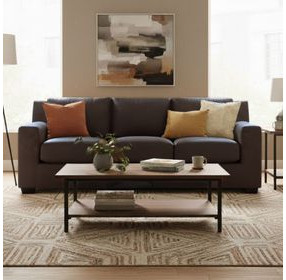 Nova Bomber Walnut 93" Top Grain Leather Sofa