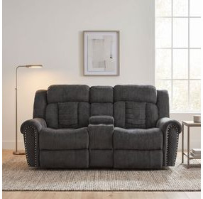 Nutmeg Charcoal Gray Double Reclining 80" Loveseat with Center Console