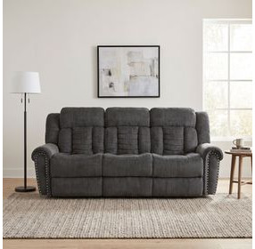 Nutmeg Charcoal Gray Double 88" Reclining Sofa