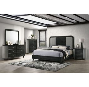 Skyline Onyx and Gray Upholstered Panel Bedroom Set