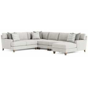 Mila Beige 5 Piece Modular Sectional with RAF Chaise and Pillows