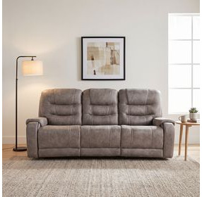 Oberon Grayish Brown 87" Double Reclining Sofa