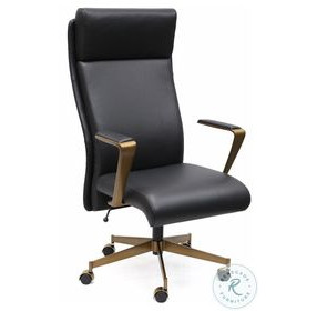Levy Black Leather Swivel Office Chair