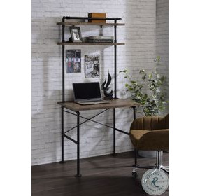 Ensata Rustic Oak and Black 32" Writing Desk