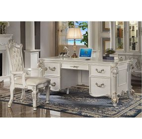 Vendome Cream Upholstered Executive Office Chair with Nailhead Trim