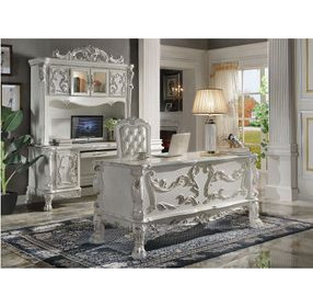 Dresden Bone White 72" Computer Desk with Hutch and LED