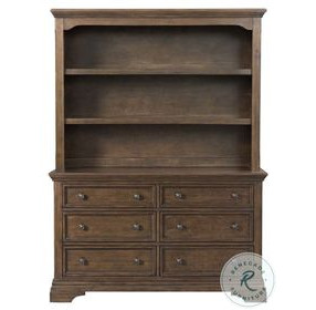 Olivia Rosewood Hutch and Bookcase with 3 Shelves