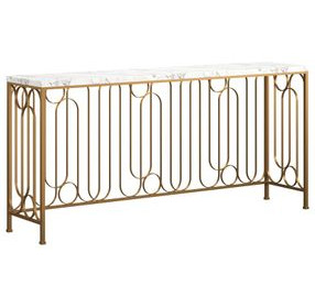 Boulevard White and Gold Rectangular Marble Console Table