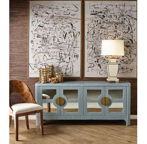 Opal Painted Light Blue 4 Door Buffet