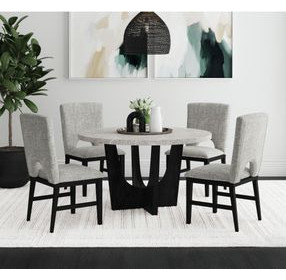Salem Gray and Black 52" Round Dining Table