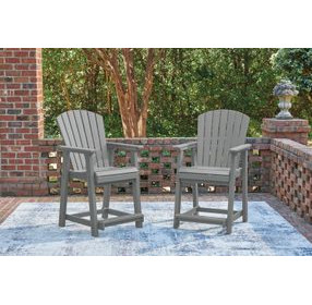 Ross Cove Dark Gray Outdoor Bar Stool Set of 2