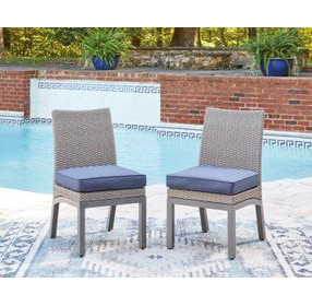 Dillon Beach Blue Performance Fabric Outdoor Side Chair with Cushion Set of 2