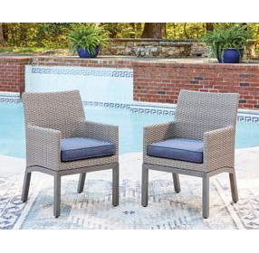 Dillon Beach Blue Performance Fabric Outdoor Arm Chair with Cushion Set of 2